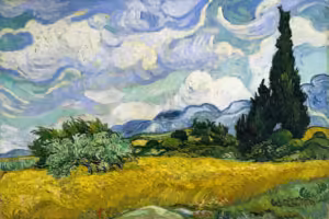 elmoutahida united puzzles - Wheat Field With Cypresses By Vincent Van Gogh 1889